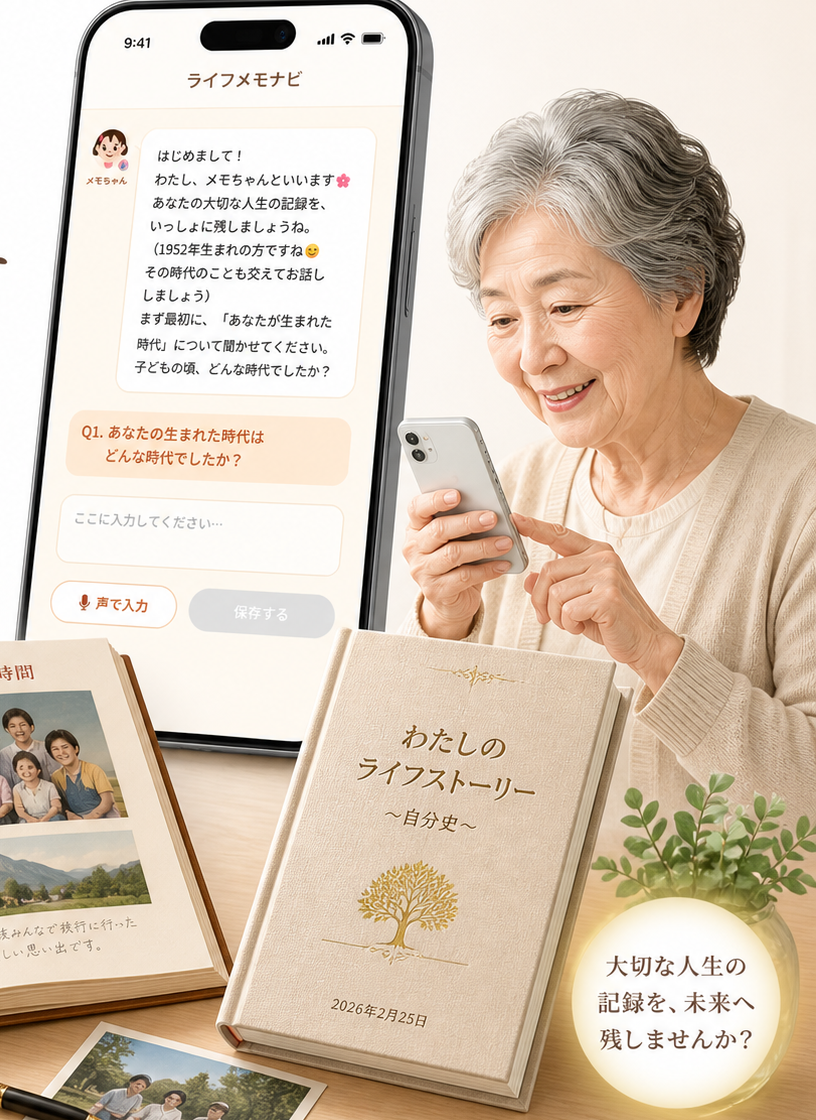 ライフメモナビで自分史を1冊の本にするイメージ